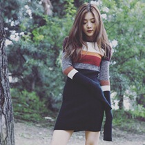  sandro moscoloni star with the same long-sleeved knitted dress slim and thin 2021 spring and autumn bottoming skirt