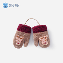 Newborn baby gloves Autumn and winter velvet thickened warm baby children and infants 1-2 years old small gloves