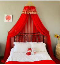 Dahong wedding happy account heavy industry embroidery bed mantle 1 51 8m enlarged thickened double household wedding floor mosquito net