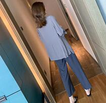  Foreign style age-reducing fashion suit fat mm2020 spring and autumn new large size womens clothing thin casual wide leg pants three pieces