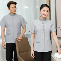 Cleaning work clothes thin short sleeve summer suit KTV community property room housekeeping clothing summer clothes breathable