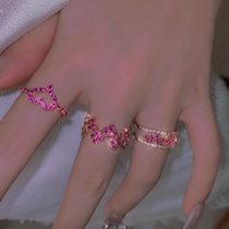 Beauty And Add] Retro Wonderwoman Micro-inlaid drill Womens ring Full diamond zircon small crowdsourced personality opening index finger ring