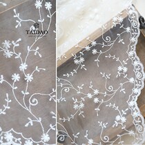 Embroidery pastoral style ivory white lace fabric m215 small clear wedding dress womens clothing fabric