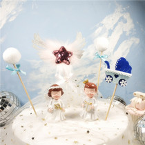 Cake ornaments wings Angel doll Cartoon Doll Baby cute Crown Angel men and women birthday cake ornaments