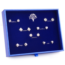 One week stud earrings Valentines Day gift set earrings womens fashion 2021 new sterling silver earrings wild jewelry gift box