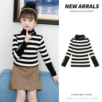 Girls Sweater 2021 New Autumn Mid-day Childrens Autumn Children Thin Student Children Leisure Knitting base shirt