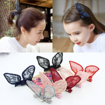 Korean children adult rabbit ear hairclip Hairband hair card Wild Lady elegant cute headdress hair rope head rope