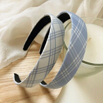 Blue hairband floral Plaid hairclip Forest Blue Girl side clip banghai clip hairpin hair accessories ins headdress