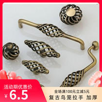 New European retro green bronze birds nest spiral single hole cabinet door handle drawer wardrobe door home improvement hardware Zinc alloy