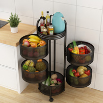 Free-to-install kitchen rotary shelve floor multilayer multifunctional snacks storage rack vegetable basket Vegetable Storage Racks