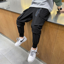 Boys  overalls autumn 2021 new pants Childrens middle and large childrens trousers reflective spring and autumn handsome foreign style Korean version tide