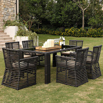 Outdoor rattan chair combination five-piece set balcony dining table and chair courtyard simple outdoor table and chair coffee table casual rattan furniture