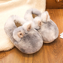 Cute rabbit girls cotton shoes with velvet and thickening in winter