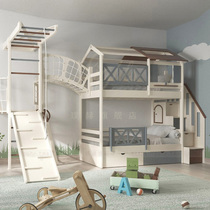 Children and boys multifunctional creative up and down bed Game House Childrens Fun high bottom bed tree house bed secret base bed