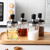 Moisture-proof seasoning box glass household sealed seasoning bottle jar salt pot kitchen sugar monosodium glutamate bottle can brush oil pot set