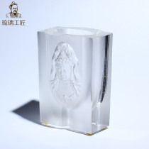 Nanhai Guanyin Buddha statue study Retro home home decoration Smiling Bodhisattva office Chinese style glass