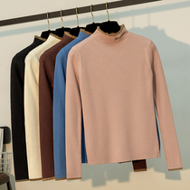 Knitted base shirt Womens Tight Body Set Head Autumn and Winter Letter Embroidery Semi-high neck Slim Slim Short Sweater Women