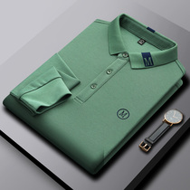 Long sleeve POLO shirt men's 2021 spring and autumn new summer high-end bead mesh cotton men's business lapel T-shirt tide