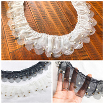 Original collar cuff bottom edge pet dress 7cm black and white bead double layer lotus leaf lace accessories skirt