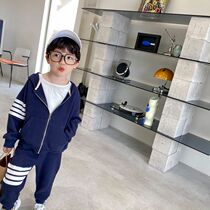 Monee Boys 2021 New Wagf Sports Suit Spring and Autumn Small and Medium-sized Childrens Jacket Casual Two-piece Set