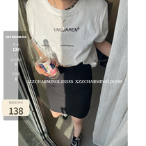 Xzz Wonder Little Black Tennis Dress Korean Version Black High Waist Open Fork Half Body Dress Woman Summer Thin a dress Short skirt