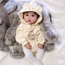 Korean childrens clothing baby bat sleeve jumpsuit men and women baby spring and autumn cotton triangle ha clothes climbing clothes baby childrens clothing