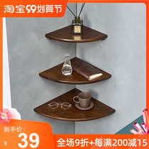 Solid Wood fan partition wall corner wall partition living room mountain walnut triangle storage rack corner storage rack