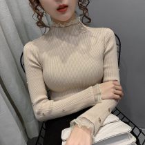 Ear-edged half-high-neck base sweater womens inner match 2020 autumn and winter new Western style slim slim thickened knitwear