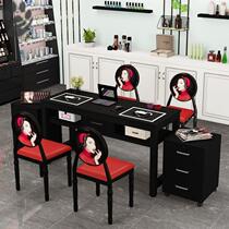  Nail art table and chair set Simple modern single nail art table double nail art table special price Economy double