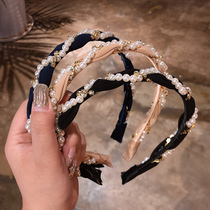 Hairband female pearl headband headdress pressure hair bundle Hairpin Korean summer hairpin broken hair Vintage summer hairband net red