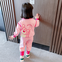 Girls spring clothing suit 2022 new childrens children Yangqi Fashionable Female baby Long sleeves Spring and Autumn Two sets of clothes