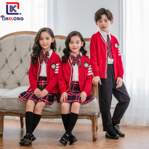 School uniform suit Primary school English wind Chorus suit Cardigan suit Kindergarten garden suit College wind Autumn and winter dress class suit