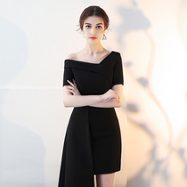 French small evening dress womens new can usually wear banquet annual dinner dress black thin socialite noble