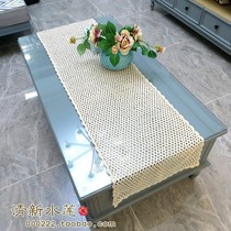 Fresh water lotus pure cotton lace handmade crocheted hollow European style American coffee table cloth TV cabinet table flag