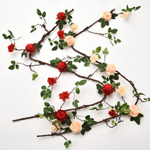 Wedding supplies peony rattan flower simulation flower dead rattan decoration vine silk flower living room decoration window fake flower