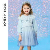 Childrens clothing girls foreign style dress set 2021 autumn new childrens long sleeve princess dress baby puffy gauze dress