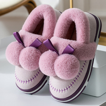 Cotton shoes womens winter pedal autumn and winter Bean shoes women plus velvet 2021 bag hair shoes women wear thick soles