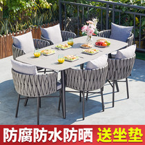 Nordic outdoor table and chairs outdoor terrace open air casual table and chairs villas Yangguang room Courtyard Garden rattan table and chairs
