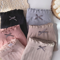 Modee Korea All cotton Antimicrobial No Tracey Lace Mid-Waist Spring Autumn Day Department Lady Cute And Breathable Triangle Underwear