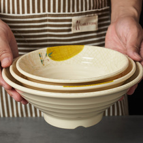 Top Lattice Imitation Porcelain Plastic Noodle Bowl Commercial Noodle Gallery Special Bowl Anti-Fall Cafeteria Soup Bowl A5 Dense Amine Resin Spicy Hot Bowl