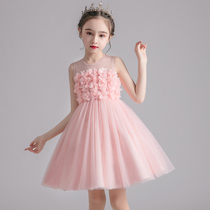 Girls dress 2021 new childrens princess dress summer little girl summer dress Western style fashionable puffy yarn skirt super fairy