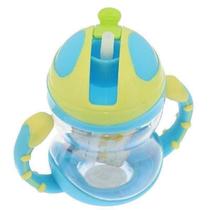 baby water bottle sippy cup for infant kids with straw blue