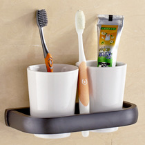 Black bronze toothbrush cup holder Double cup holder washstand couple mouthwash cup shelf Bathroom hardware pendant
