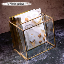 Desktop storage box Glass mask box Dresser square 2-grid pen holder storage cosmetic mask storage box