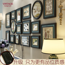 Solid wood American country photo wall decoration Living room combination painting European free punch photo frame Modern simple wall painting