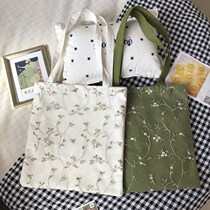 Lace Canvas Bag Day Tying girl kits 100 hitch South Korean art Mori Faculty Wind Soft girl Single shoulder bag Chains
