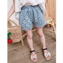 Girl Shorts Outside Wearing Thin 2022 Summer 100 hitch baby Children Ocean Lace Lace Casual Pants Tide