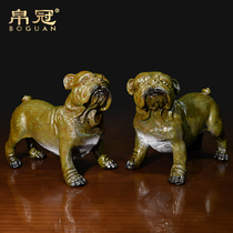 Copper zodiac dog ornaments Office study study study Wangcai Pug creative gift crafts