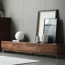  North American black walnut TV cabinet Nordic simple small apartment floor cabinet coffee table combination solid wood living room TV cabinet