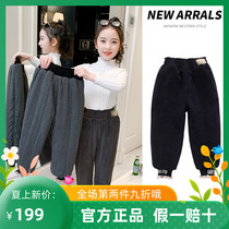 Trendy Bala Girl Gush Pants Foreign Air Autumn Winter 2021 New CUHK Children Thickening Trendy Outwear Cotton Pants